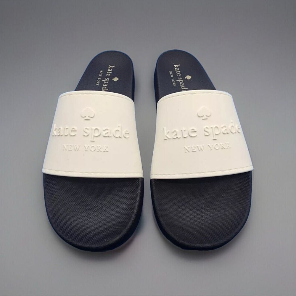 Kate Spade White and Black Sandals with Textured Strap NWT Women's Size 8